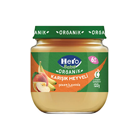Hero Baby Organik Karışık Meyveli Püresi Kavanoz Mama 120g x6