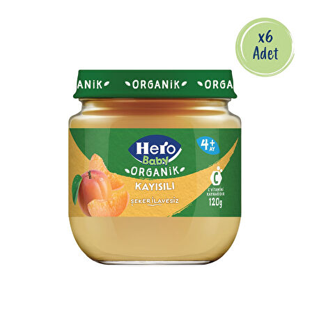 Hero Baby Organik Kayısı Kavanoz Mama 120g x6