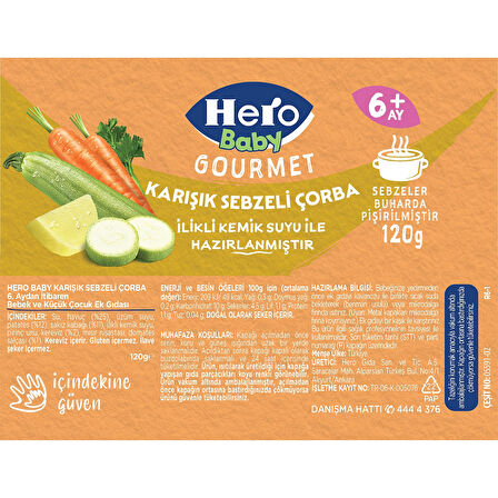 Hero Baby Gourmet Karışık Sebzeli Kavanoz Mama 120g x6