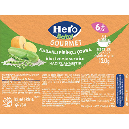 Hero Baby Gourmet Kabaklı Pirinçli Kavanoz Mama 120g x6