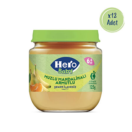Hero Baby Muzlu Mandalinalı Armutlu Kavanoz Mama 125g x12