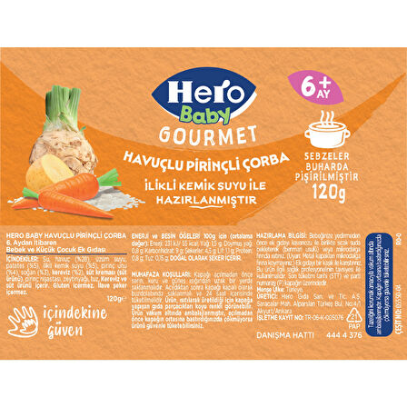 Hero Baby Gourmet Havuçlu Pirinçli Kavanoz Mama 120g x6