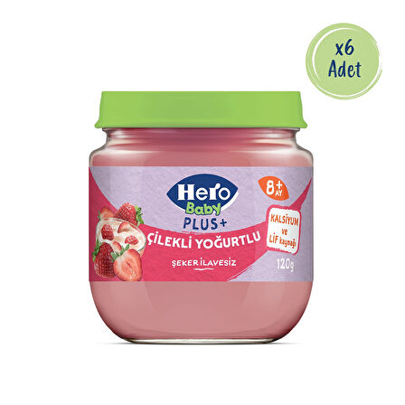 Hero Baby Plus Çilekli Yoğurtlu Kavanoz Mama 120g x6
