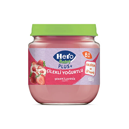 Hero Baby Plus Çilekli Yoğurtlu Kavanoz Mama 120g x6