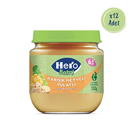 Hero Baby Karışık Meyveli Yulaflı Kavanoz Mama 120g x12