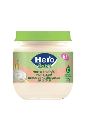 Hero Baby Muzlu Bisküvili Muhallebi Kavanoz Mama 120g x12