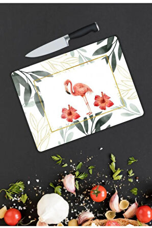 Çiçek Desen Cam Kesme Tablası | Hediyelik, Dekoratif, Ofis, Mutfak