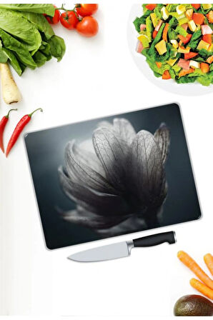 Çiçek Desen Cam Kesme Tablası | Hediyelik, Dekoratif, Ofis, Mutfak