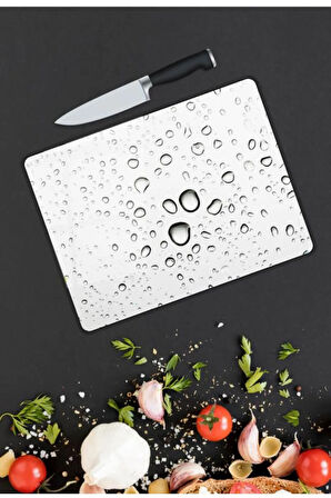 Damla Desen Cam Kesme Tablası | Hediyelik, Dekoratif, Ofis, Mutfak