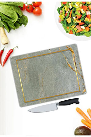 Mermer Desen Cam Kesme Tablası | Hediyelik, Dekoratif, Ofis, Mutfak