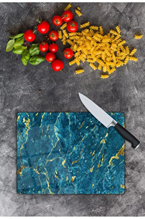 Mermer Desen Cam Kesme Tablası | Hediyelik, Dekoratif, Ofis, Mutfak