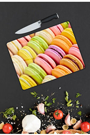 Renkli Desen Cam Kesme Tablası | Hediyelik, Dekoratif, Ofis, Mutfak