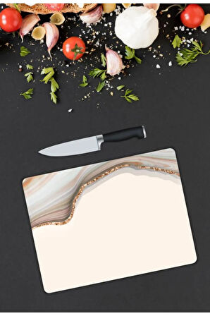 Mermer Desen Cam Kesme Tablası | Hediyelik, Dekoratif, Ofis, Mutfak