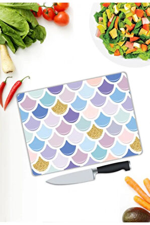 Renkli Desen Cam Kesme Tablası | Hediyelik, Dekoratif, Ofis, Mutfak