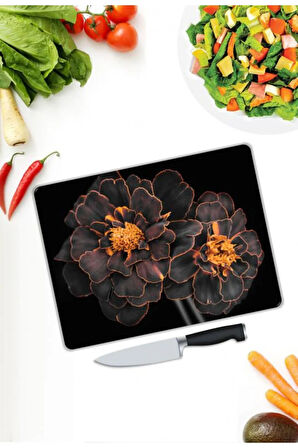 Renkli Desen Cam Kesme Tablası | Hediyelik, Dekoratif, Ofis, Mutfak