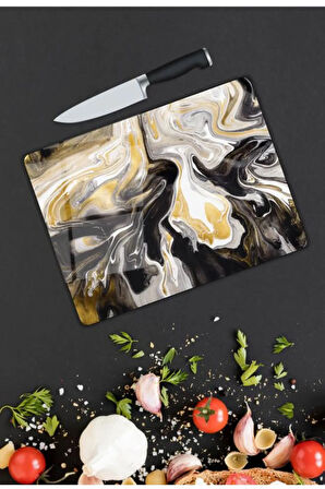 Renkli Desen Cam Kesme Tablası | Hediyelik, Dekoratif, Ofis, Mutfak