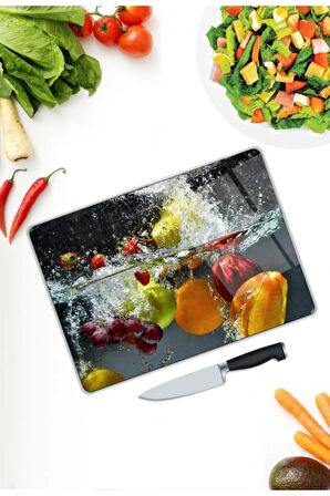 Meyveler Cam Kesme Tablası | Hediyelik, Dekoratif, Ofis, Mutfak