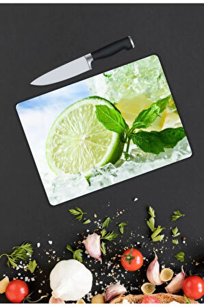 Limon Cam Kesme Tablası | Hediyelik, Dekoratif, Ofis, Mutfak