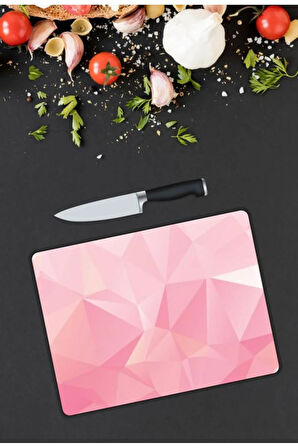 Minimal Desen Cam Kesme Tablası | Hediyelik, Dekoratif, Ofis, Mutfak