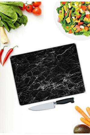 Minimal Desen Cam Kesme Tablası | Hediyelik, Dekoratif, Ofis, Mutfak