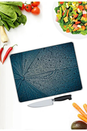 Minimal Desen Cam Kesme Tablası | Hediyelik, Dekoratif, Ofis, Mutfak