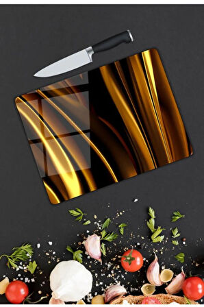 Minimal Desen Cam Kesme Tablası | Hediyelik, Dekoratif, Ofis, Mutfak