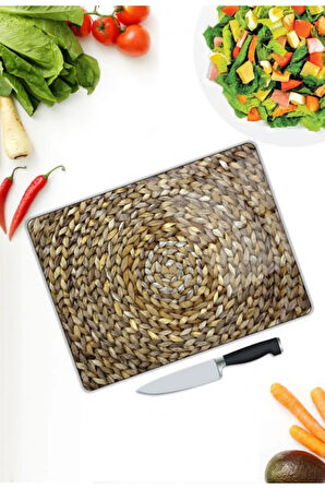 Minimal Desen Cam Kesme Tablası | Hediyelik, Dekoratif, Ofis, Mutfak