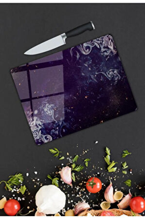 Renkli Desen Cam Kesme Tablası | Hediyelik, Dekoratif, Ofis, Mutfak