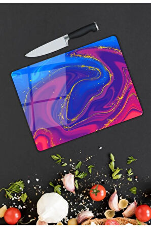 Renkli Desen Cam Kesme Tablası | Hediyelik, Dekoratif, Ofis, Mutfak