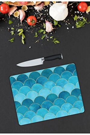 Minimal Desen Cam Kesme Tablası | Hediyelik, Dekoratif, Ofis, Mutfak