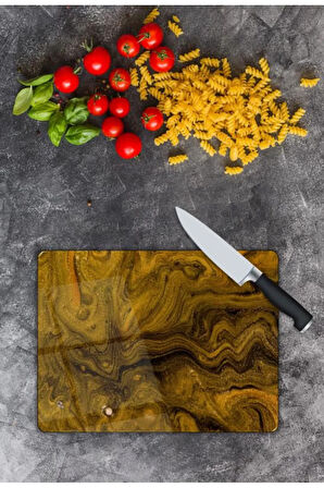 Toprak Desen Cam Kesme Tablası | Hediyelik, Dekoratif, Ofis, Mutfak