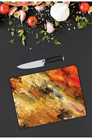 Renkli Desen Cam Kesme Tablası | Hediyelik, Dekoratif, Ofis, Mutfak