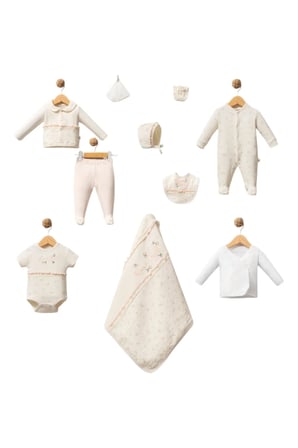 %100 Organi̇K Oeko Tex Serti̇Fi̇Kali Rose Girl 10 Parca Kutulu Hastane Cikis Seti̇
