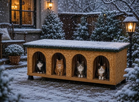 Kedi videosu kedi evi kedi Barınağı dört kediniz için ideal boyuttadır ısı ve su yalıtımlıdır hazır kurulu gelmektedir