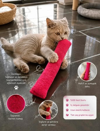 Yumuşak Peluş Kedi Oyuncağı Kedi Oyun ve Aktivite Kediler İçin Peluş Oyun Arkadaşı Isırma, Yakalama ve Eğlence