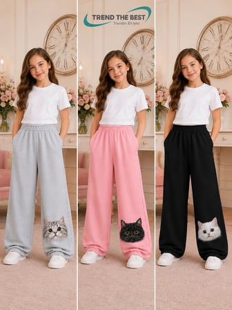 Yazlık Kız Erkek Unisex Çocuk Baggy Kalıp Siyah, Pembe, Gri 3'lü Eşofman Altı Takımı