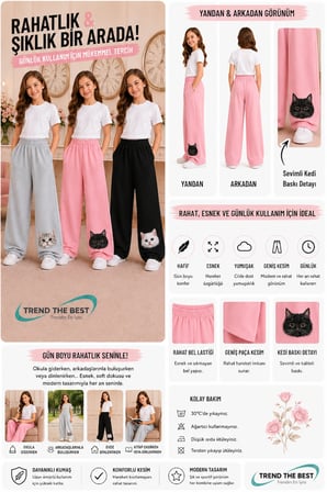 Yazlık Kız Erkek Unisex Çocuk Baggy Kalıp Siyah, Pembe, Gri 3'lü Eşofman Altı Takımı