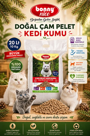  Bonny Nice Doğal Çam Peleti Kedi Kumu 10 Kg 20 Lt