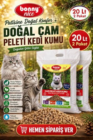 Bonny Nice Doğal Çam Peleti Kedi Kumu 10 Kg 20 Lt (2 Adet)