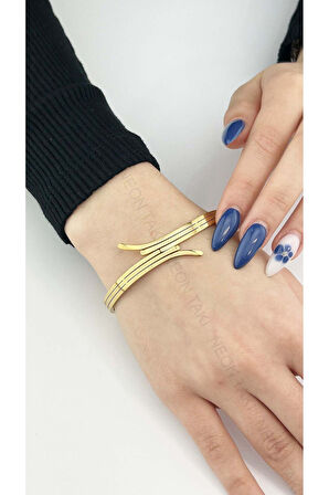 Paslanmaz Çelik Kelepçe Bileklik 131, Altın Renk