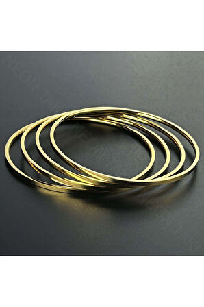 Ajda Bilezik, 4 Adet, Paslanmaz Çelik Charm Taşıyıcı Bileklik 135, Çap 60mm, Altın Renk