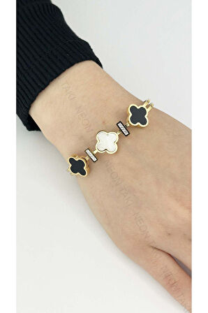 Zirkon Taşlı, Van Figürlü, Paslanmaz Çelik Bileklik 140, Altın Renk