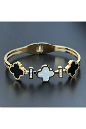 Zirkon Taşlı, Van Figürlü, Paslanmaz Çelik Bileklik 140, Altın Renk