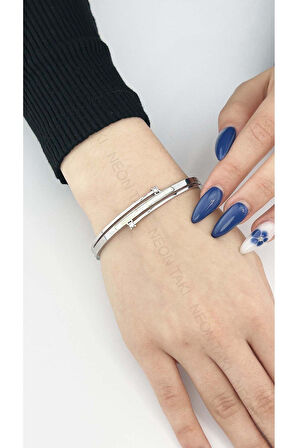 Sedefli, Paslanmaz Çelik Bileklik 145, Gümüş Renk