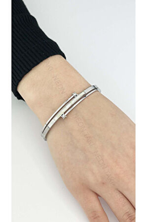 Sedefli, Paslanmaz Çelik Bileklik 145, Gümüş Renk