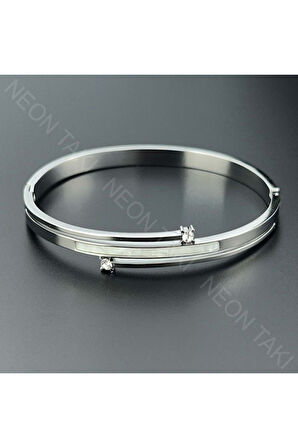 Sedefli, Paslanmaz Çelik Bileklik 145, Gümüş Renk