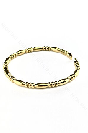 Damla Model, Boğumlu Paslanmaz Çelik Kelepçe 191, Altın Rengi