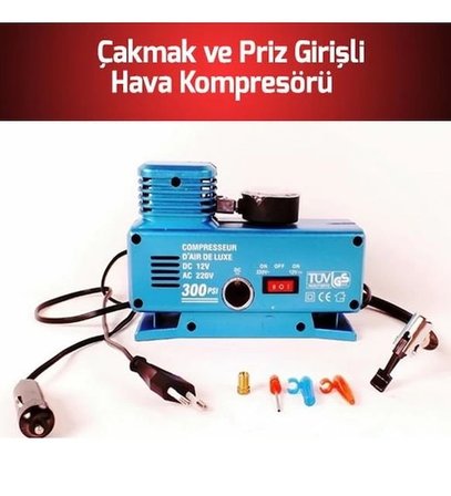 220 Volt-12 Volt 250 Psi Geniş Uygulama Yelpazesi Kompresör Lastik Hava Şişirme Oto Pompası