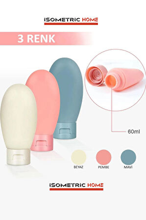 Çok Amaçlı İskandinav Tarz 3'lü Doldurulabilir Çantalı Seyahat Tipi Şişe Seti/ Boş Krem Paketi