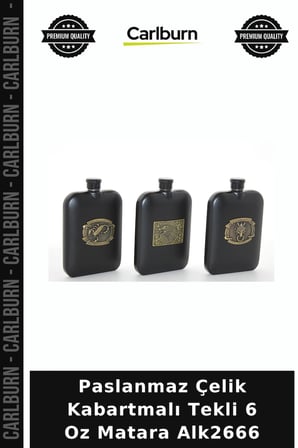 Özel Üretim Cepli Metal Hediyelik Erkek Paslanmaz Çelik Kabartmalı Tekli 6 Oz Matara Alk2666
